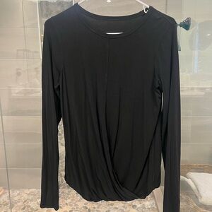Lululemon Black Silk Blend Long Sleeve Drape Front Shirt Size 6